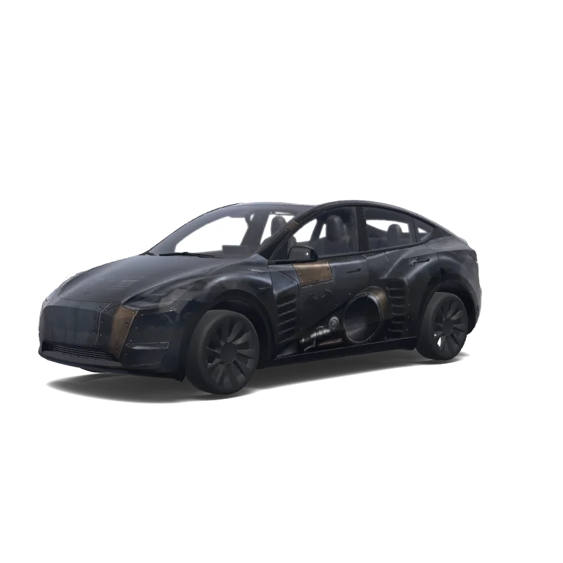 Tesla Model Y with a 1989 batmobile wrap, 3D preview
