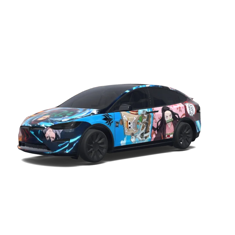 Tesla Model X with a Anime wrap, 3D preview