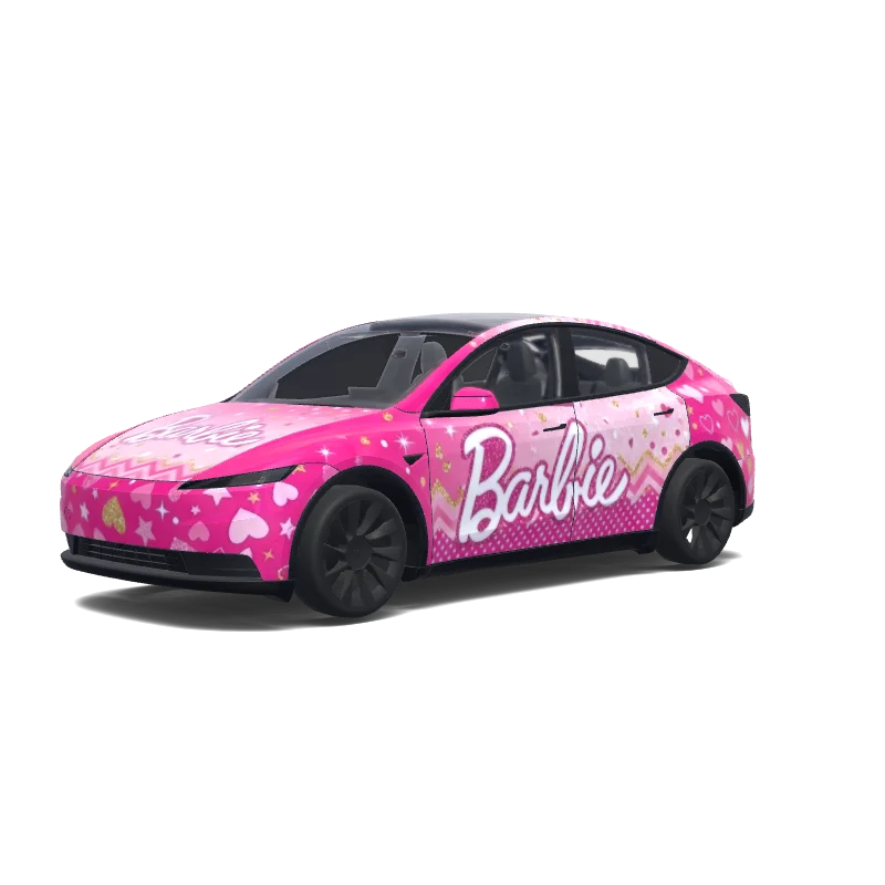 Tesla Model Y (2025+) with a barbie wrap, 3D preview