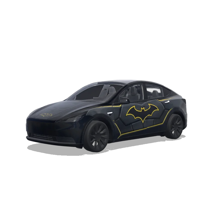 Tesla Model Y (2025+) with a Batman wrap, 3D preview