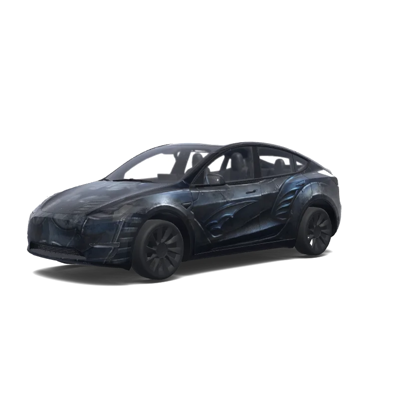Tesla Model Y with a Batman wrap, 3D preview