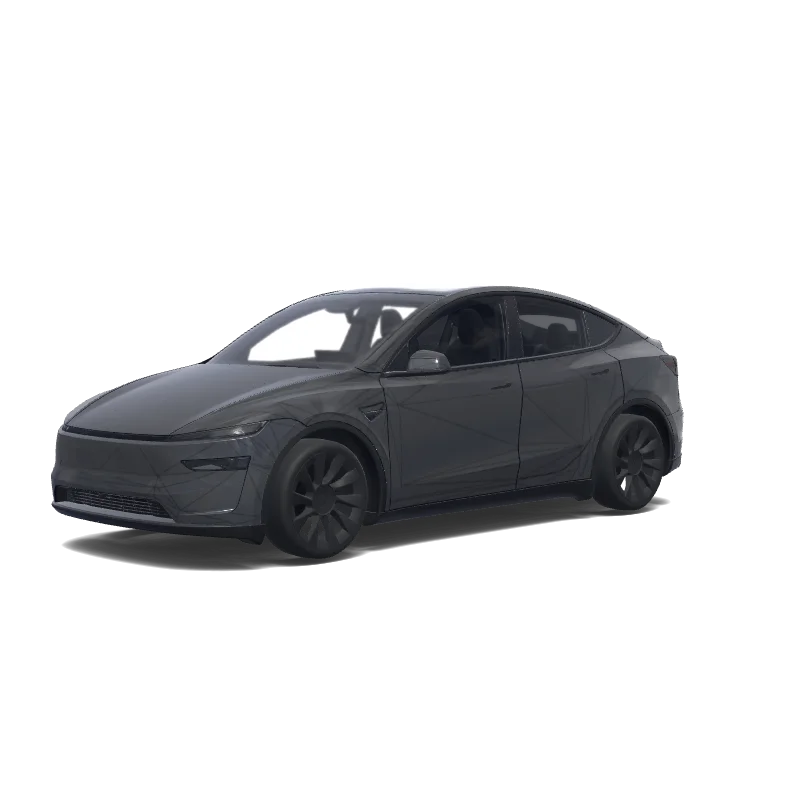 Tesla Model Y (2025+) with a cybercab以外の黒のライン全て消して、全体に薄くして wrap, 3D preview