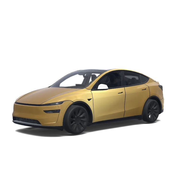 Tesla Model Y (2025+) with a このカラーでCYBERCABの文字をフロントドアの下の部分に。文字のみでラインいらない wrap, 3D preview