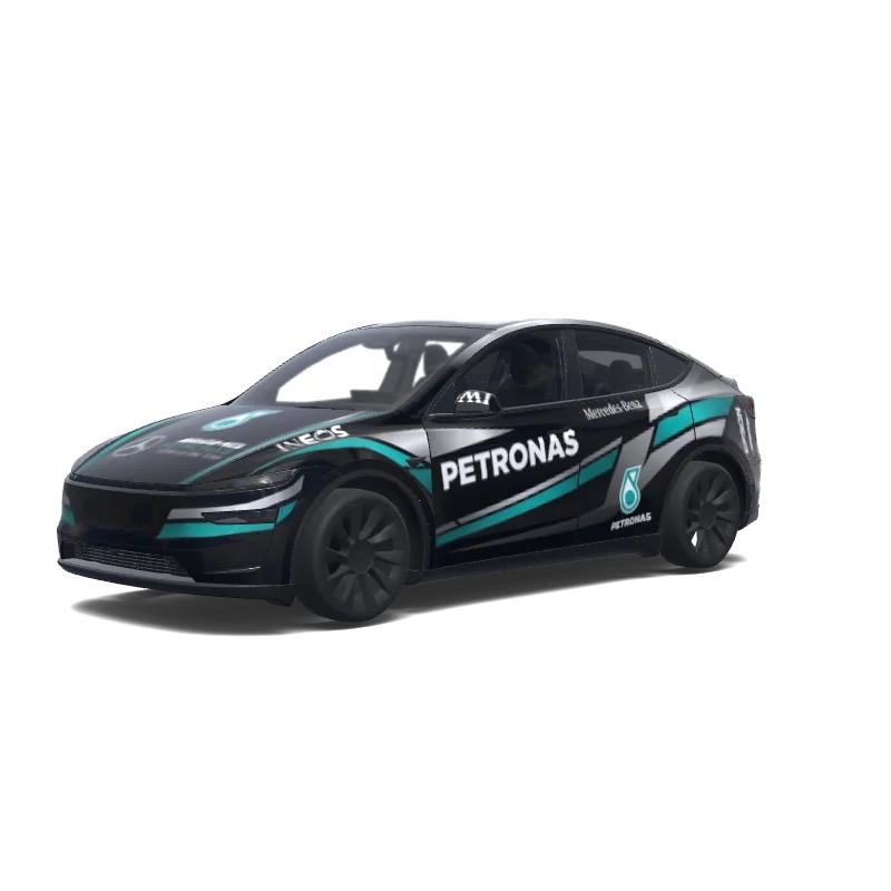 Tesla Model Y (2025+) with a F1 amg petronas wrap, 3D preview