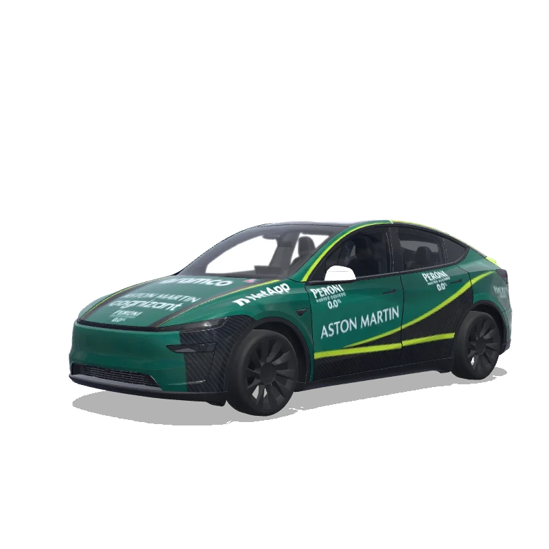 Tesla Model Y (2025+) with a f1 aston martin wrap, 3D preview