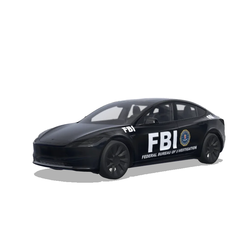 Tesla Model 3 (2024+) with a fbi wrap, 3D preview