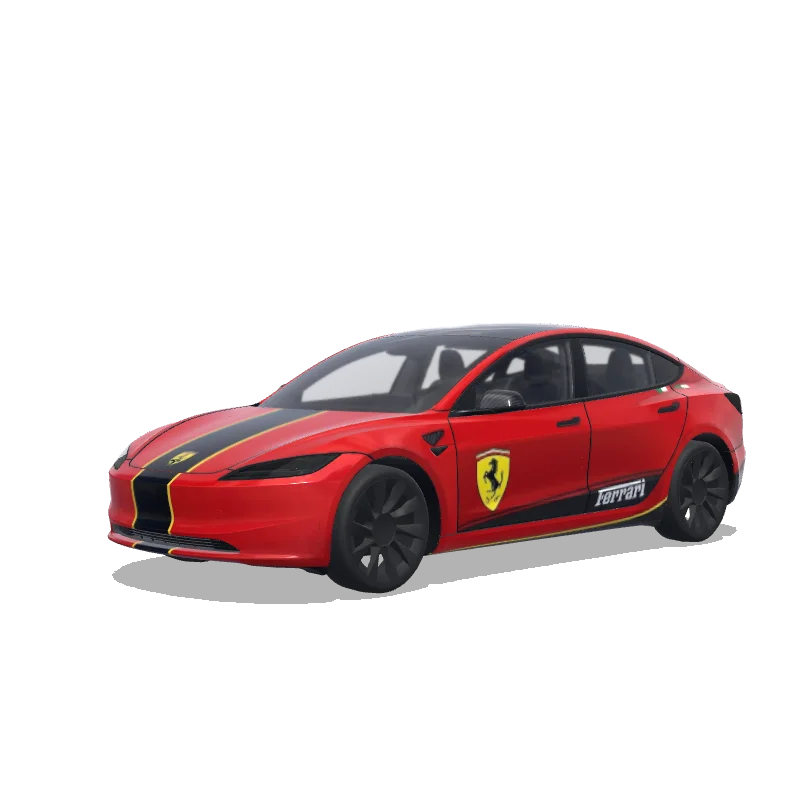 Tesla Model 3 (2024+) with a Ferrari wrap, 3D preview