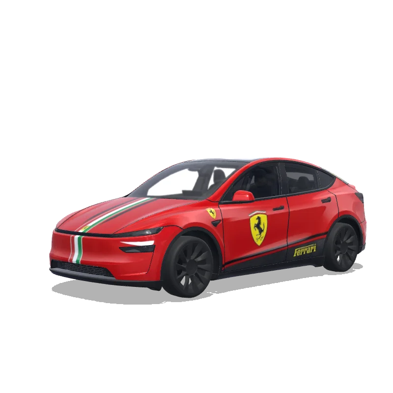 Tesla Model Y (2025+) with a Ferrari wrap, 3D preview