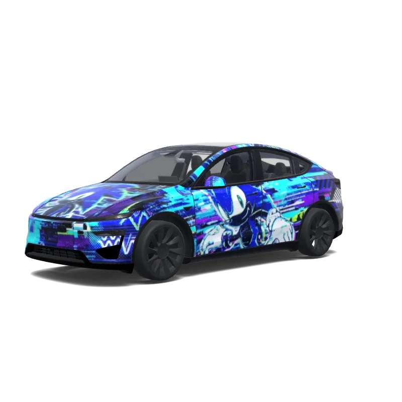 Tesla Model Y (2025+) with a Glitch wrap, 3D preview