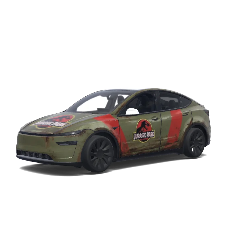 Tesla Model Y (2025+) with a Green wrap, 3D preview