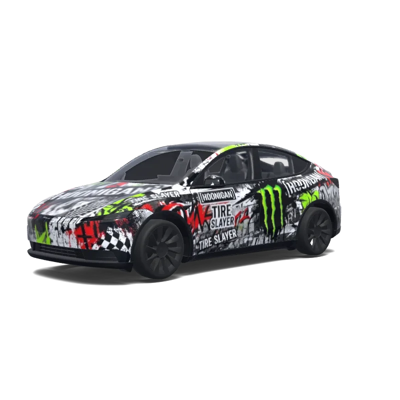 Tesla Model Y (2025+) with a hoonigan wrap, 3D preview