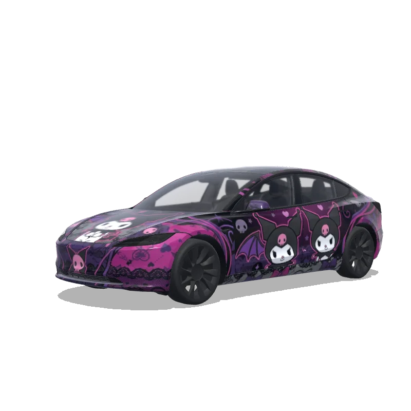Tesla Model 3 (2024+) with a Kuromi wrap, 3D preview