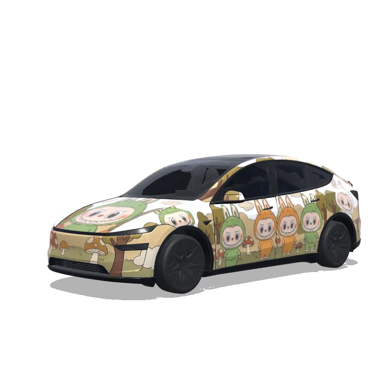 Tesla Model Y L with a Labubu wrap, 3D preview