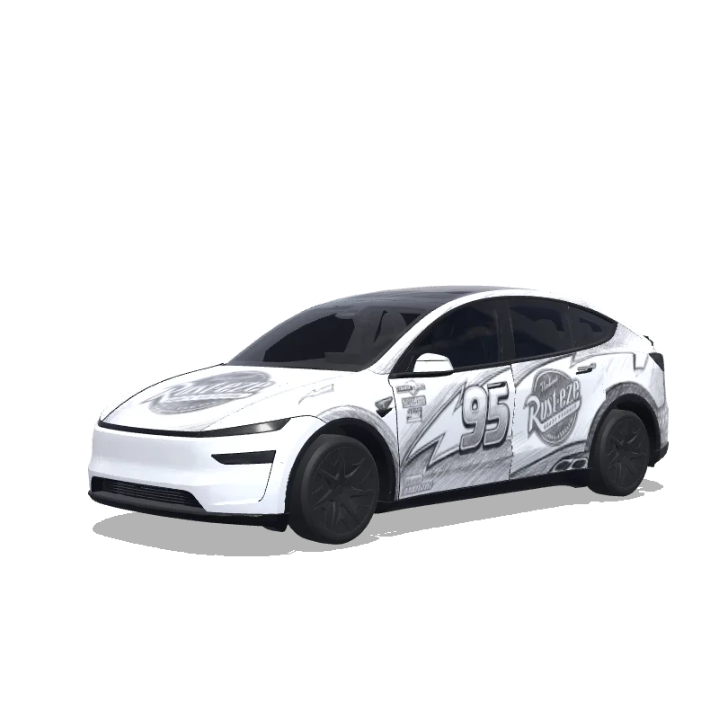 Tesla Model Y L with a Lightning McQueen wrap, 3D preview