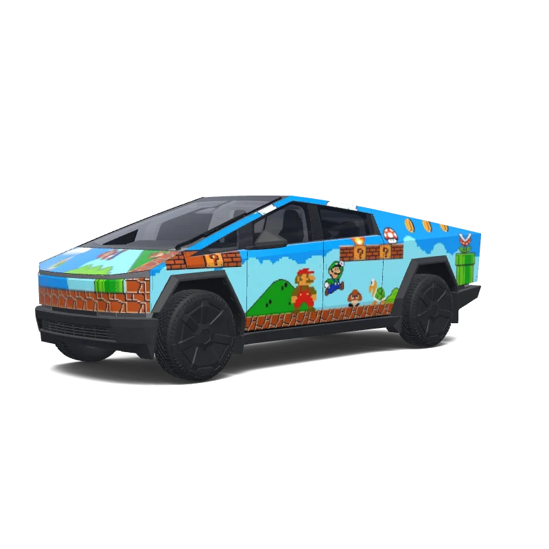 Tesla Cybertruck with a Mario wrap, 3D preview