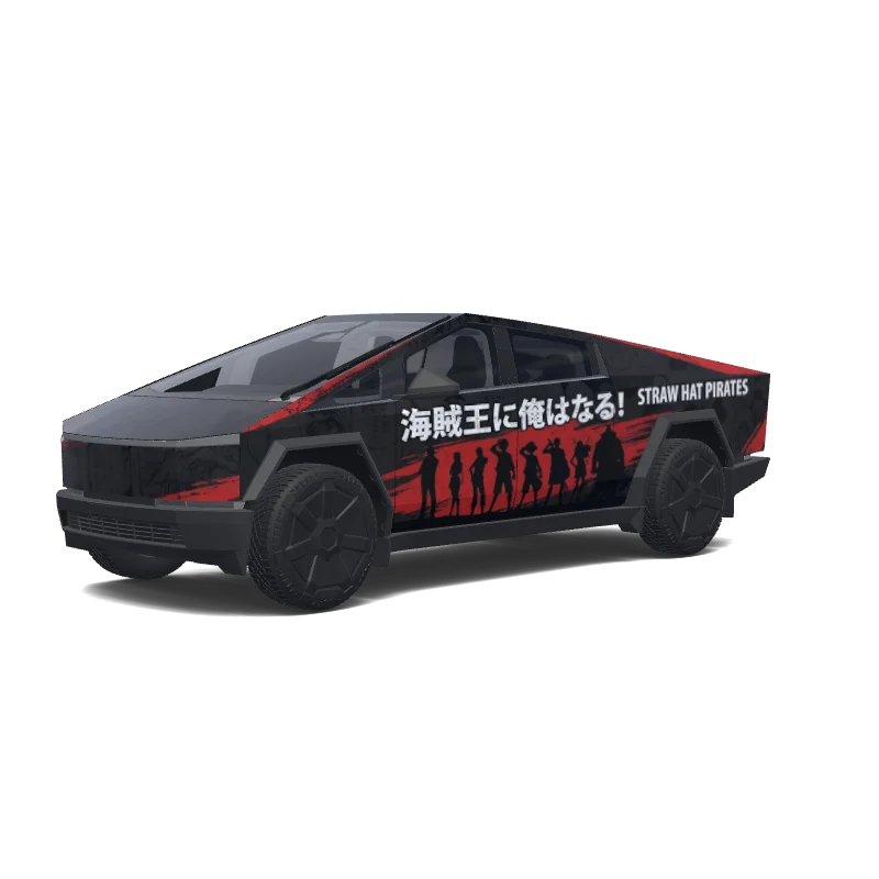 Tesla Cybertruck with a Matte Skull red and black wrap, 3D preview