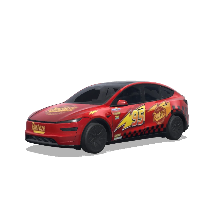 Tesla Model Y L with a mcqueen wrap, 3D preview