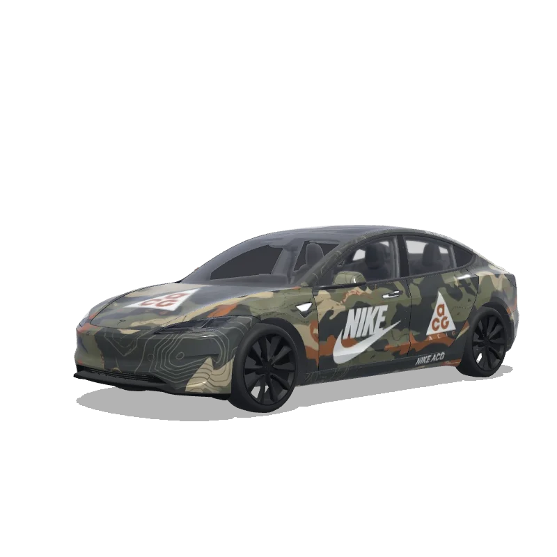 Tesla Model 3 (2024+) with a nike acg car wrap, 3D preview