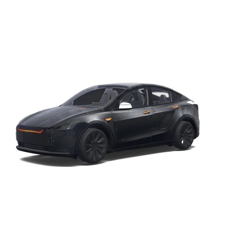 Tesla Model Y (2025+) with a Nolan universe Batmobile wrap, 3D preview
