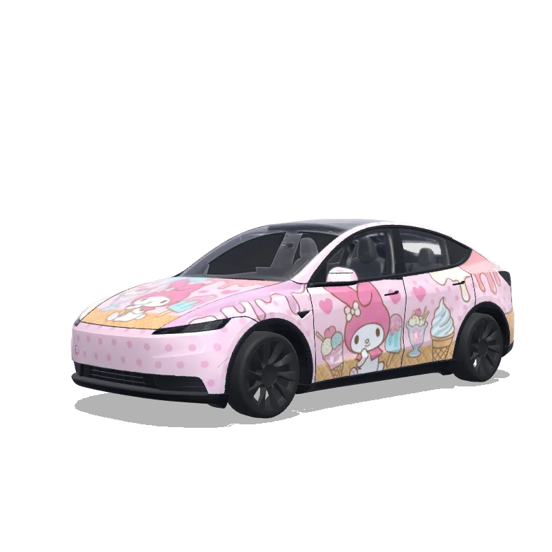 Tesla Model Y (2025+) with a Pink wrap, 3D preview