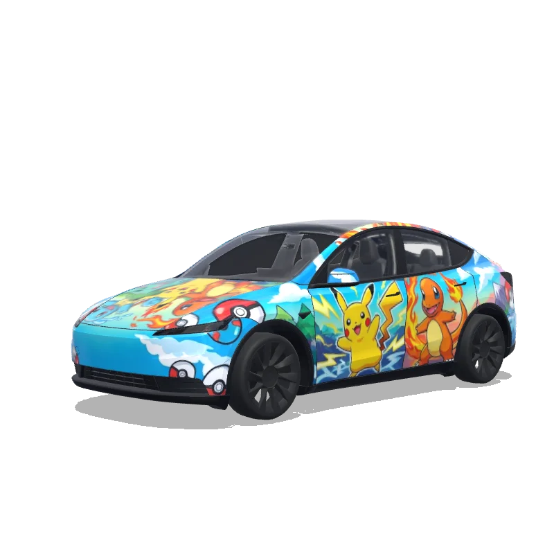 Tesla Model Y (2025+) with a Pokémon wrap, 3D preview