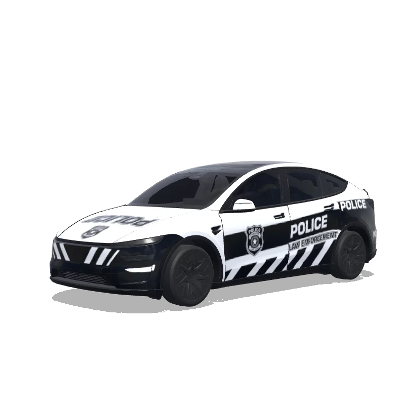 Tesla Model Y L with a Police Stripes black and white wrap, 3D preview