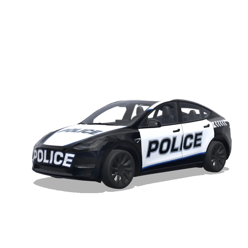 Tesla Model Y with a Police Stripes black and white wrap, 3D preview
