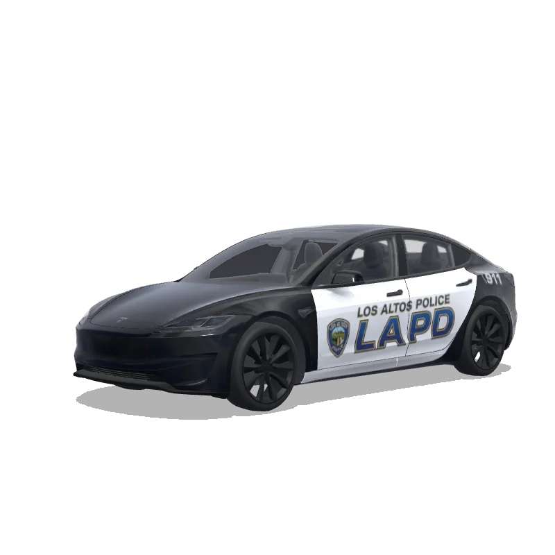 Tesla Model 3 (2024+) with a Police wrap, 3D preview