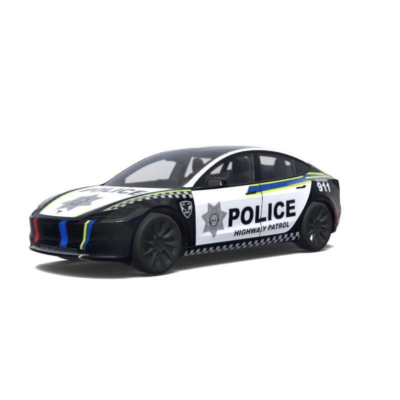 Tesla Model 3 (2024+) with a Police wrap, 3D preview