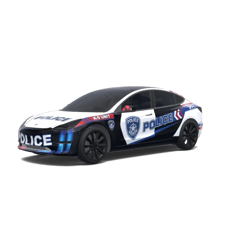 Tesla Model 3 with a Police wrap, 3D preview