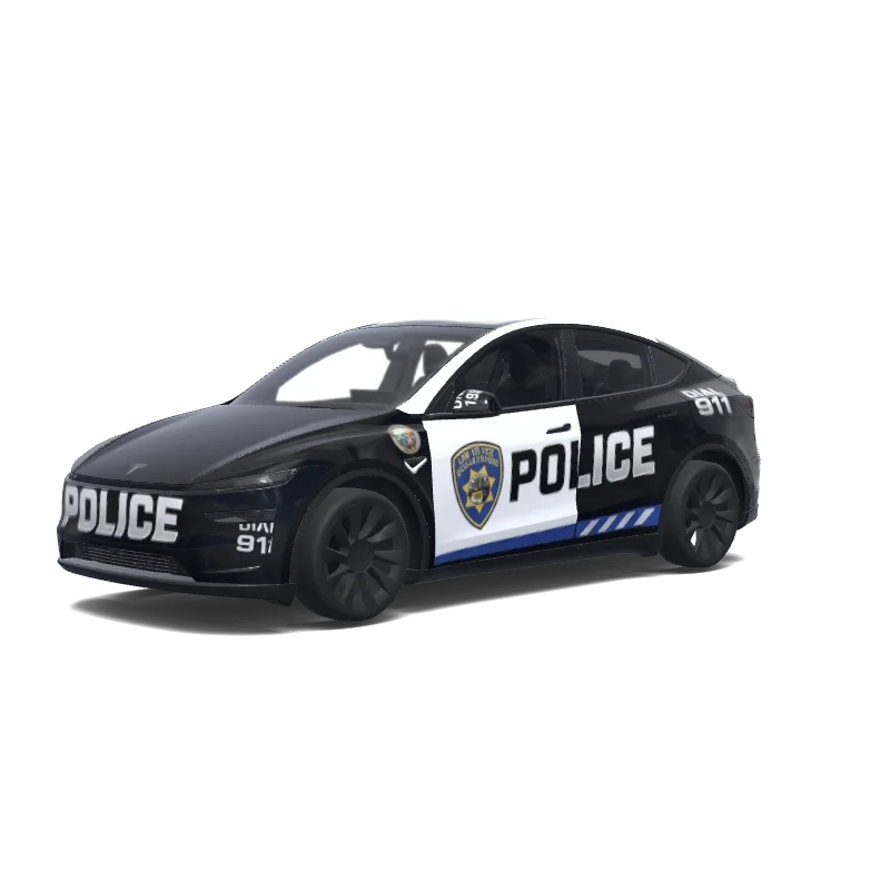 Tesla Model Y (2025+) with a Police wrap, 3D preview