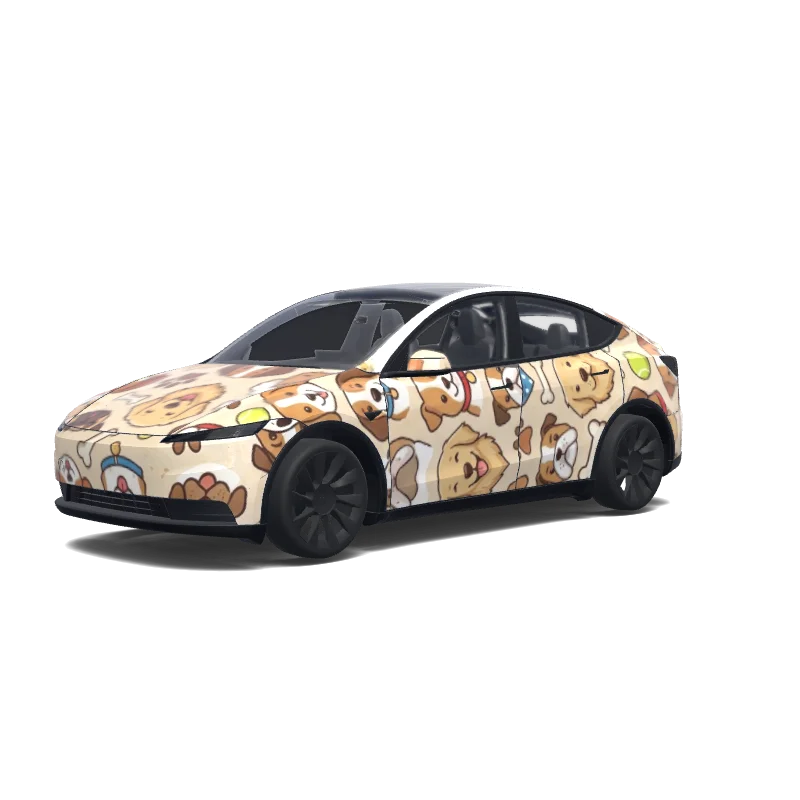 Tesla Model Y (2025+) with a Pup wrap, 3D preview