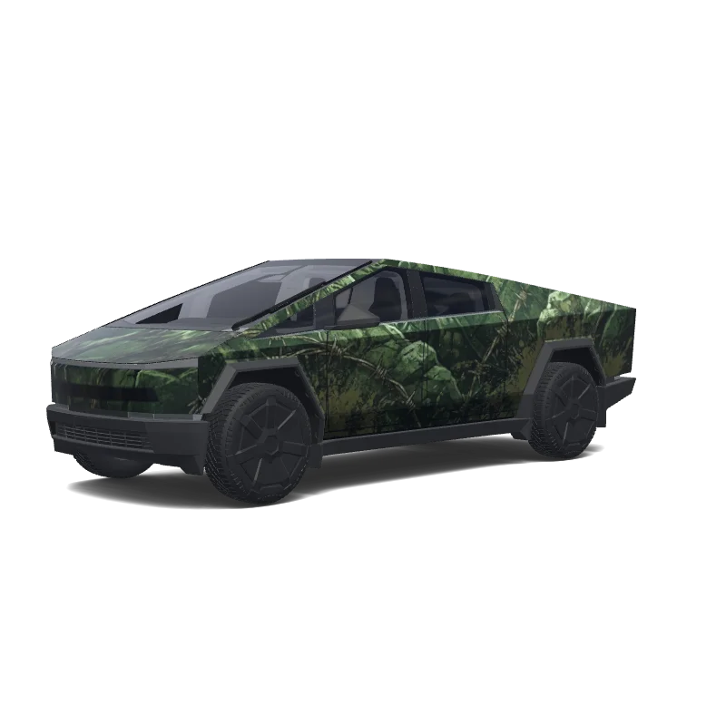 Tesla Cybertruck with a Racing green wrap, 3D preview