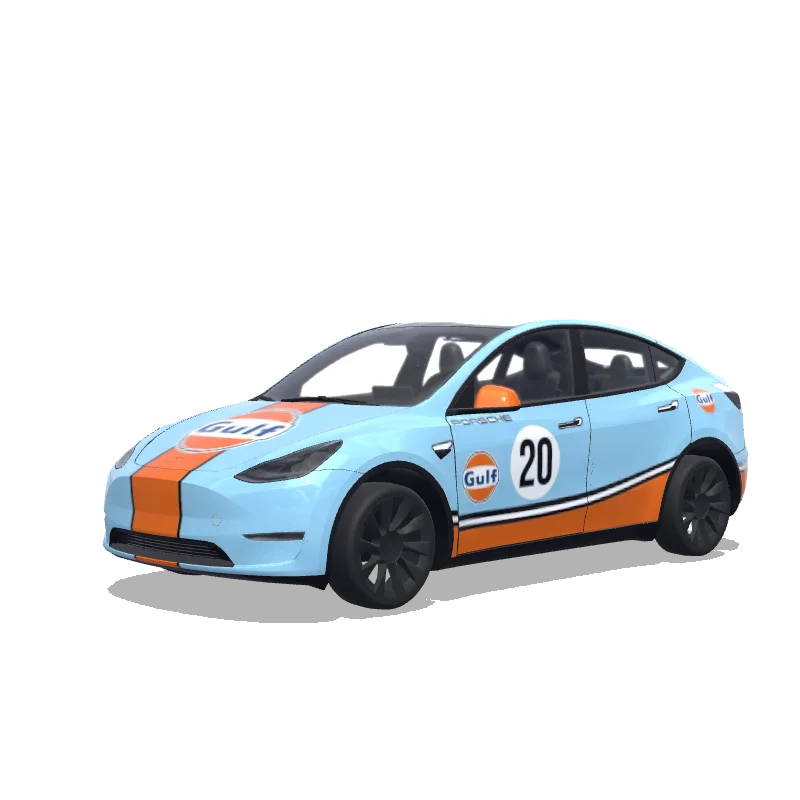 Tesla Model Y with a Racing wrap, 3D preview