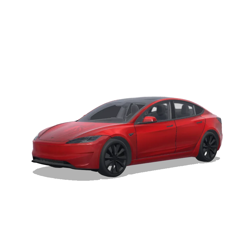 Tesla Model 3 (2024+) with a Red wrap, 3D preview