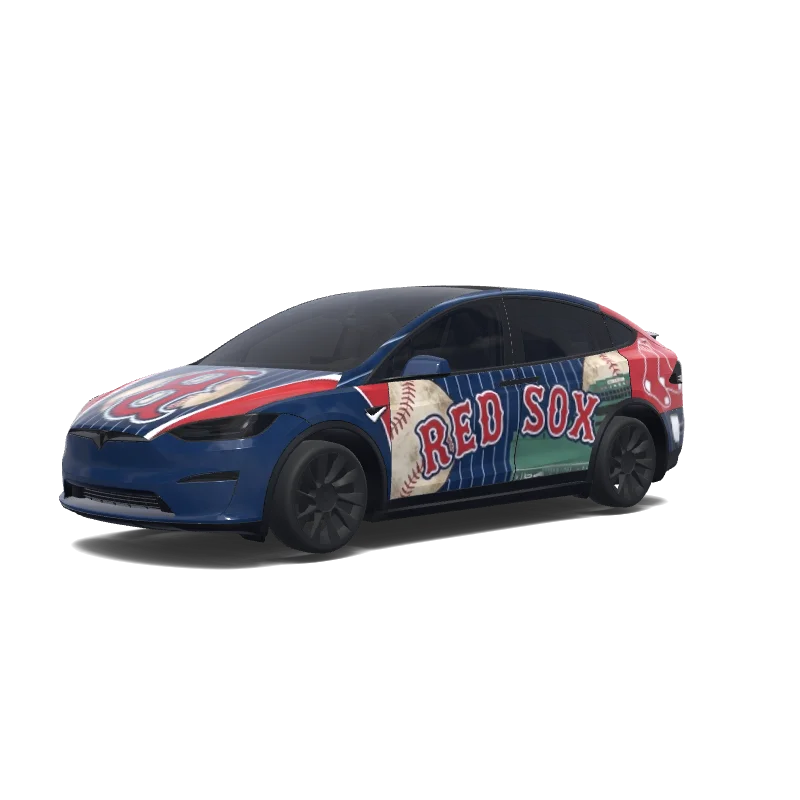 Tesla Model X with a Red wrap, 3D preview