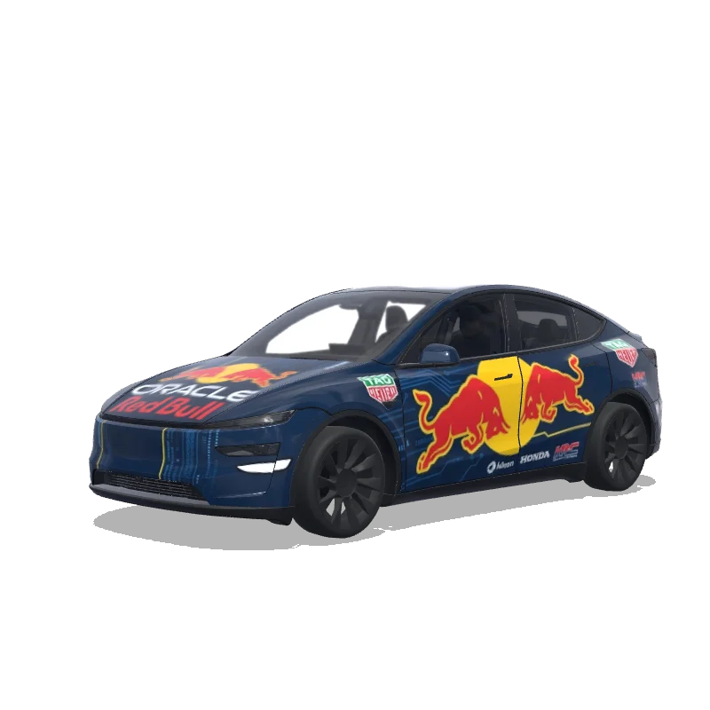 Tesla Model Y (2025+) with a redbull oracle wrap, 3D preview