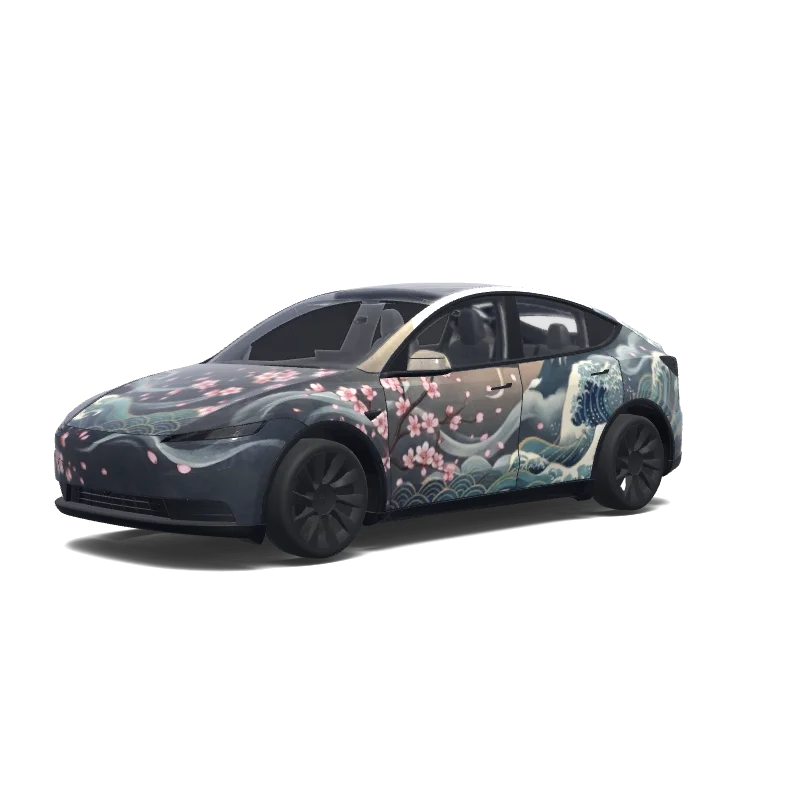 Tesla Model Y (2025+) with a Sakura wrap, 3D preview