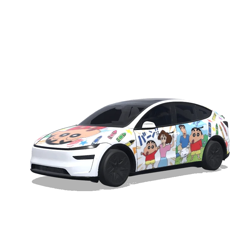 Tesla Model Y L with a Shinchan wrap, 3D preview