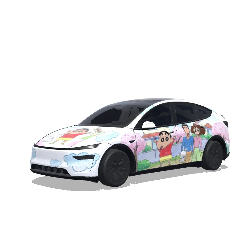 Tesla Model Y L with a Shinchan wrap, 3D preview