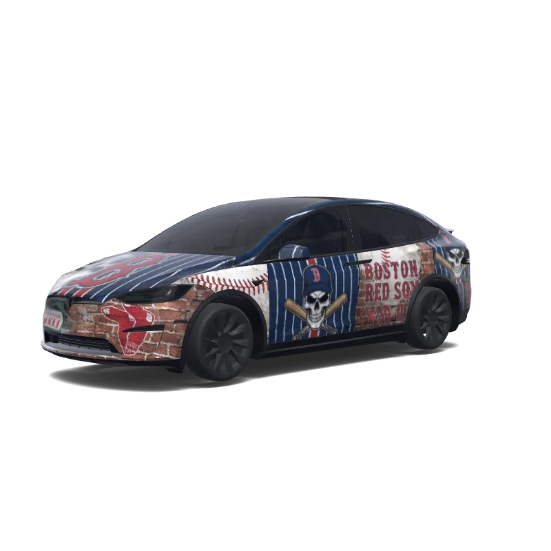 Tesla Model X with a Skull red wrap, 3D preview