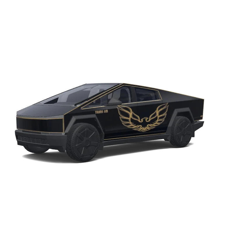 Tesla Cybertruck with a Smokey and the Bandit wrap, 3D preview