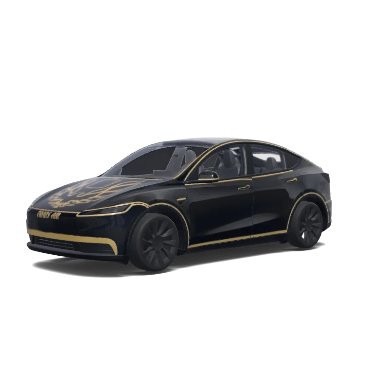 Tesla Model Y (2025+) with a Smokey and the Bandit wrap, 3D preview