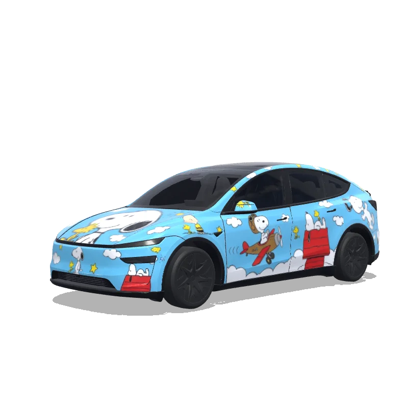 Tesla Model Y L with a Snoopy wrap, 3D preview