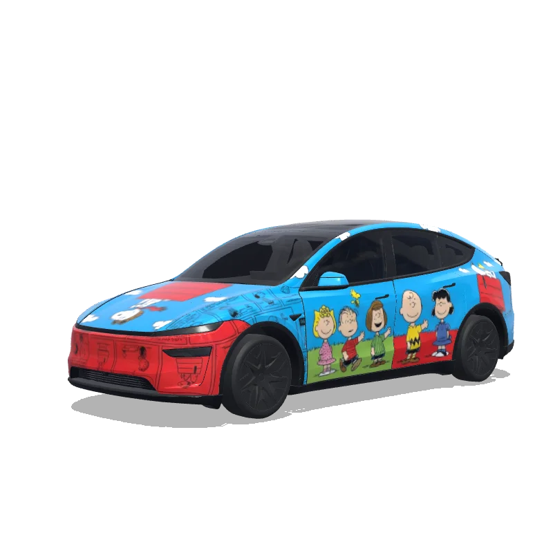 Tesla Model Y L with a Snoopy wrap, 3D preview
