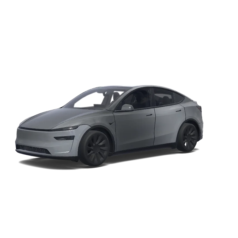 Tesla Model Y (2025+) with a Snow Stealth grey wrap, 3D preview