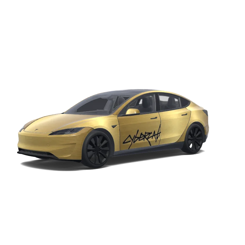 Tesla Model 3 (2024+) with a tesla cybercab wrap, 3D preview