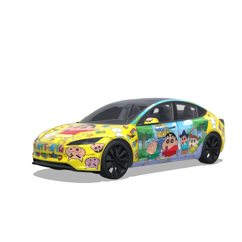 Tesla Model 3 (2024+) with a 小新 wrap, 3D preview