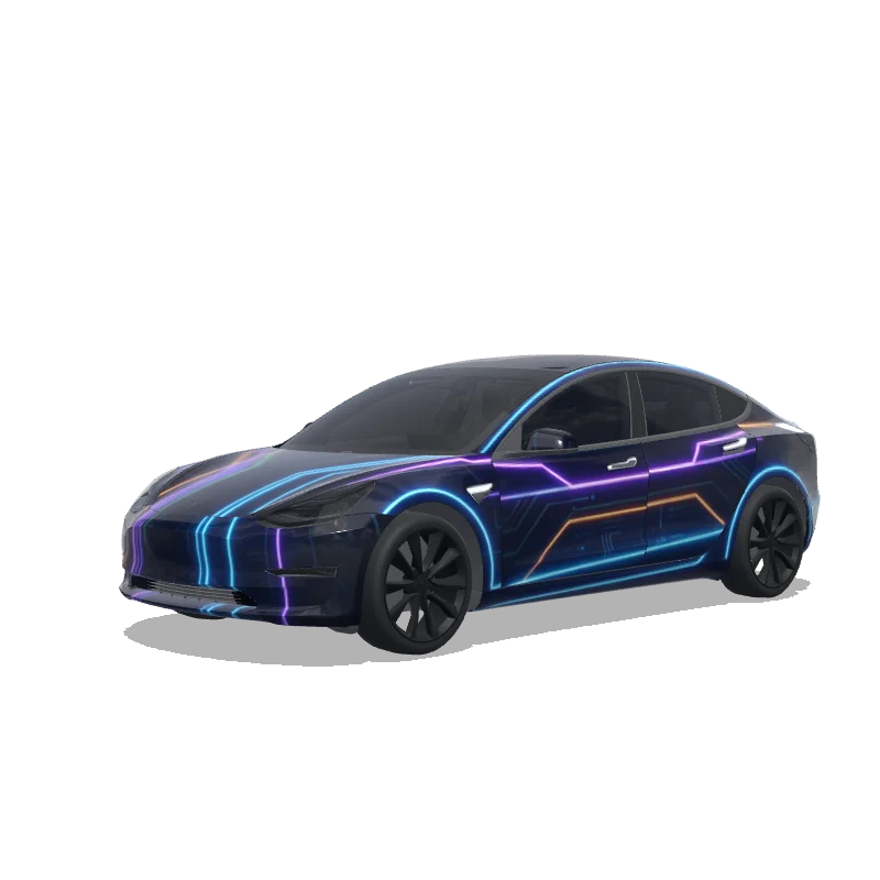 Tesla Model 3 wrap, 3D preview