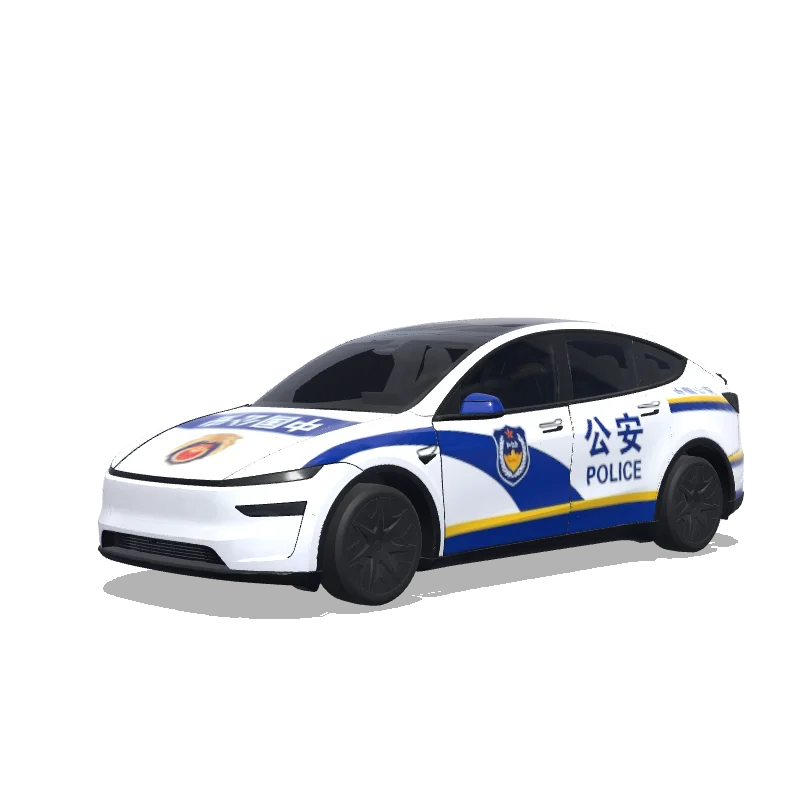 Tesla Model Y L with a 中国公安 wrap, 3D preview